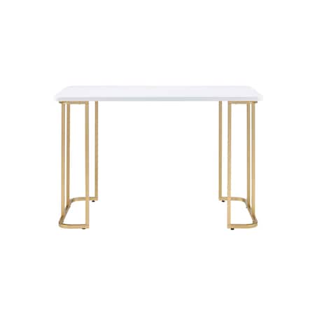 Homeroots 48" White and Gold Writing Desk 491483