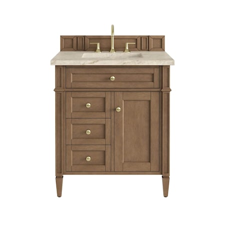 James Martin Vanities Brittany 30" Single Vanity, Pecan w/ 3 CM Tajnar Eclos Top 655-V30-PCN-3TJR
