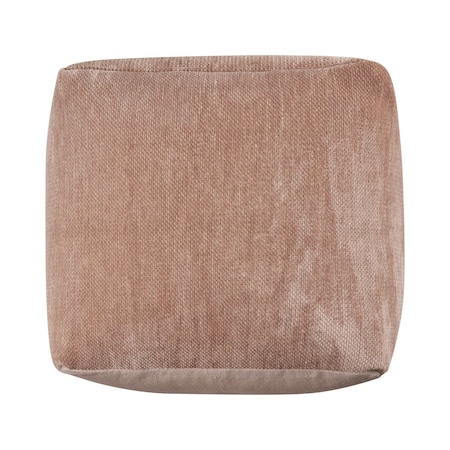 Homeroots 18" Beige Chenille Cube Pouf Ottoman 534103