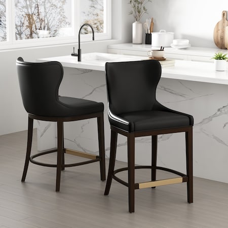 Manhattan Comfort Blair Counter Stool in Black, 2PK 2-CS020-BK