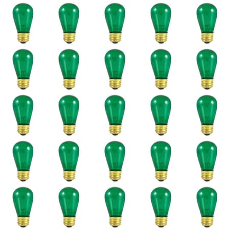 Bulbrite 11-Watt S14 Transparent Green Dimmable Incandescent Light Bulb, 25PK 861209