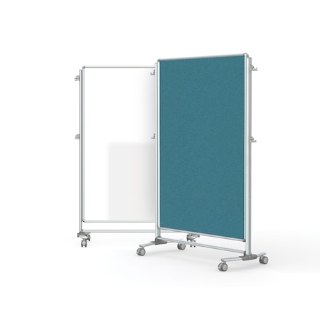 Ghent 76''H X 52''W Nexus Mobile Partition, Porcelain Magnetic Whiteboard W/ Fabric Tackboard, Teal NEX224MFP-97