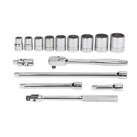 Williams Socket/Tool Set, 3/8" D, 12Pt, 15pcs, w/TLBx, JHWWSB-15FTB JHWWSB-15FTB