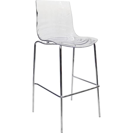 Leisuremod Astor Ripple Swirl Polycarbonate Seat Barstool with Chrome Base & Footrest ACC-30CL