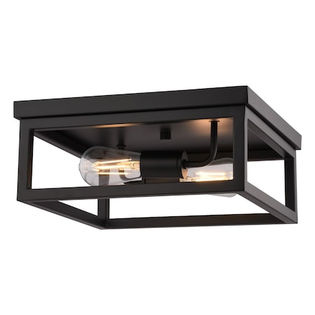 Vaxcel Pratt 2-Light Cage Flush Mount Ceiling Light, Matte Black, Industrial Farmhouse, 13-In. C0362