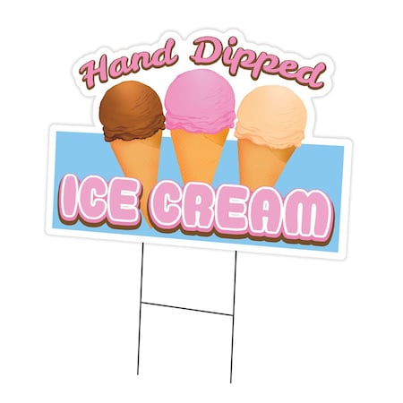 Signmission Hand Dipped Ice Cream Die Cut Yard & Stake outdoor plastic window, 1824-Hand Dipped Ice Cream C-DC-1824-Hand Dipped Ice Cream19