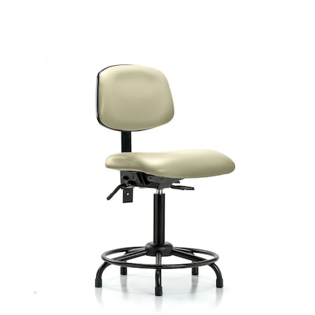 Blue Ridge Ergonomics Bench Chair, Vinyl, RT Tilt, Gld, Wht, No Arms, 22" to 29" Height, Adobe White BR-VMBCH-RT-T1-A0-RG-8501