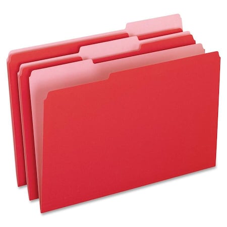 Tops Business Forms Pendaflex, COLORED FILE FOLDERS, 1/3-CUT TABS, LEGAL SIZE, RED/LIGHT RED, 100PK 15313RED