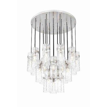 Z-Lite Fontaine 27 Light Chandelier, Brushed Nickel, 39.5 In W x 15 In H 7002P5-27R-BN
