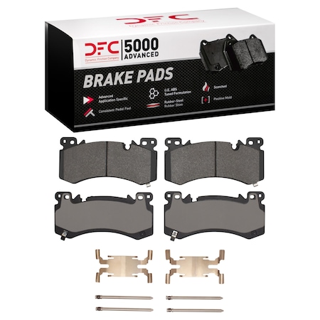 Dynamic Friction Co DFC 5000 Advanced Brake Pads - Low Metallic and Hardware Kit 1551-2407-01