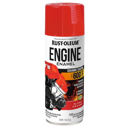 Rust-Oleum Automotive 600 Degrees F Engine Enamel Spray, Orange, Gloss, 11 oz 363570