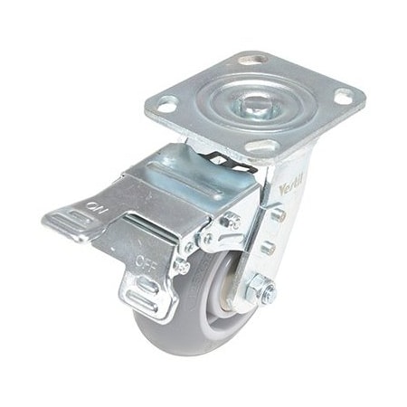 Vestil Thermoplastic Rubber Swivel With Total Brake Caster 5 In. x 2 In. 551 lb Light Gray CST-VE-5X2TPR-SWTB