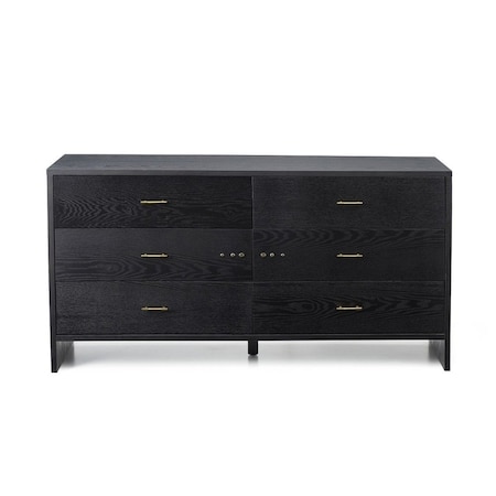 Homeroots 59" Grey Ash Manufactured Wood Six Drawer Double Dresser 473092
