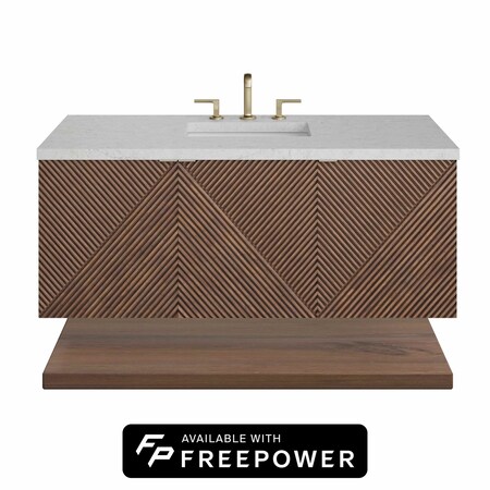 James Martin Vanities Marcello 48 in. Single Vanity, Chestnut w/ 3 CM Eternal Jasmine Pearl Silestone Top D200-V48-CSN-FEJP