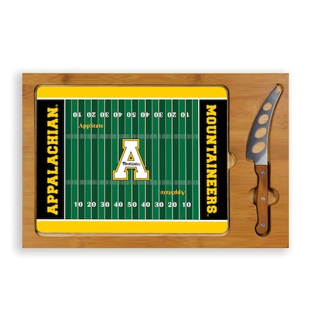 Picnic Time Family Of Brands NCAA App State Mountaineers Icon Glass Top Cutting Board & Knife Set 910-00-505-794-0