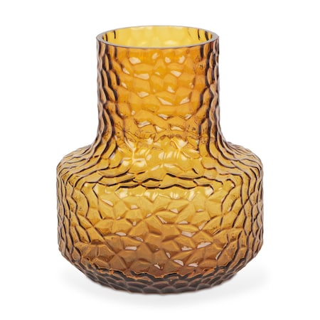 Homeroots 7" Amber Glass Faceted Table Vase 608317