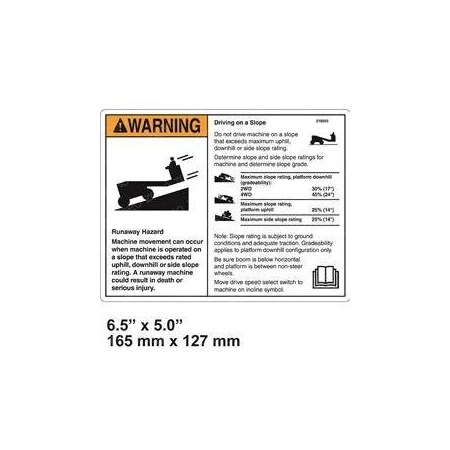 Genie REPLACEMENT DECAL-WARNING-RUNAWAY MACHINE 218555GT