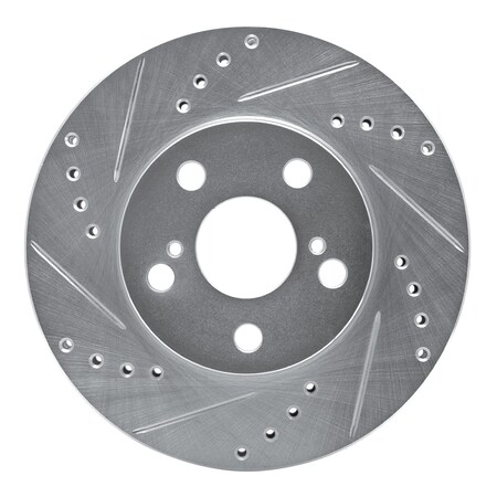 Dynamic Friction Co DFC Brake Rotor - Drilled and Slotted - Silver 631-76067L