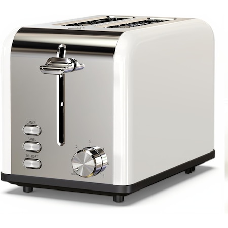 Simple Deluxe Toaster 2-slice, Defrost, Bagel, Cancel setting with LED Red lighting, 1-6 level Browning120V, 60Hz HKTOST2WHTV2