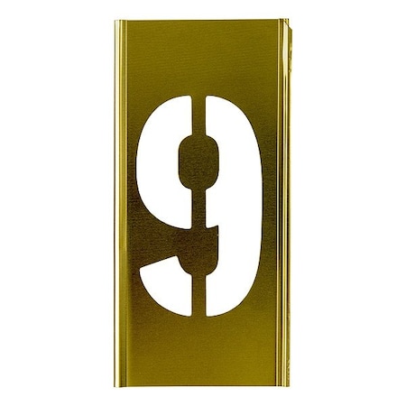 C.H. Hanson Stencil Sort-6" Brass Gothic 9, Number, Gothic Font, Brass, 1 Pieces 100169