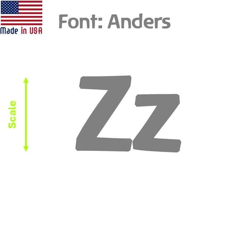 Aacc Self-Adhesive Vinyl Letter: Z, Scale: 18 cm. Color: Gray Font: Anders by AACC-Anders-UZ-Gray-M18x1