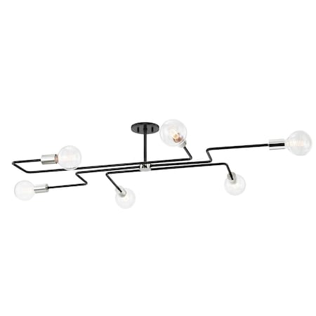 Mitzi Jena 6 Light Semi Flush 67.75 In. Polished Nickel/Textured Black H488606L-PN/TBK