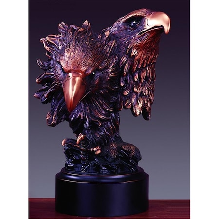 Dwellingdesigns F Two Eagle Heads Bronze Plated Resin Sculpture DW14660