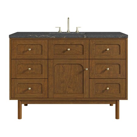 James Martin Vanities Laurent 48" Sgl Vanity, Honey Oak w/ 3 CM Parisien Bleu Silestone Top w/FreePower Wireless Charger 545-V48-HNO-FPBL