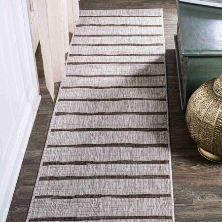 Jonathan Y Colonia Berber Stripe Beige/Brown 2 ft. x 8 ft. Indoor/Outdoor Runner Rug SMB125A-28