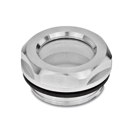Jw Winco Sight Glass, Aluminum, 55 mm Hex Thick 743.1-32-G11/2-B