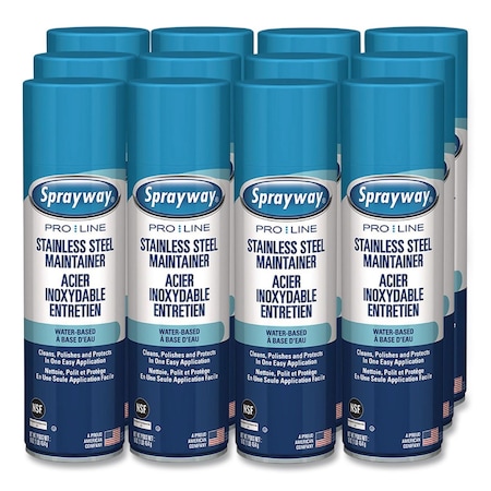 Claire Stainless Steel Maintainer, Lemon Scent, 16 oz Aerosol Spray, 12PK CL844