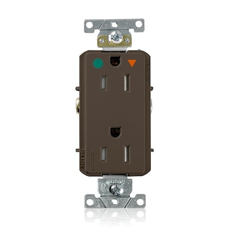 Leviton DPl HG/IG Rec 15A 125V TR Self-Gr Brn DT820-IGB
