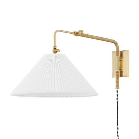 Hudson Valley Lighting Mark D. Sikes X Dorset 1 Light Plug-In Sconce 16.25 In. Aged Brass MDS510-AGB