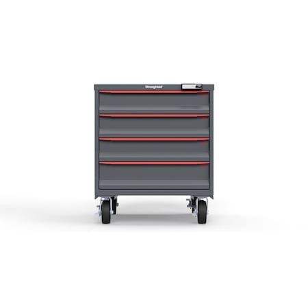 Strong Hold 4 drawer cabinet - (3x 5in, 1x 6in) - Red accents - E-Lock w/ Tracking S3036-PCTAS-0401DS