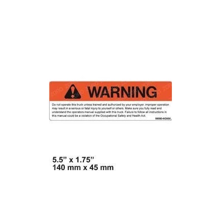 Nissan REPLACEMENT DECAL, WARNING DRIVE OPERATOR 99080-6G600