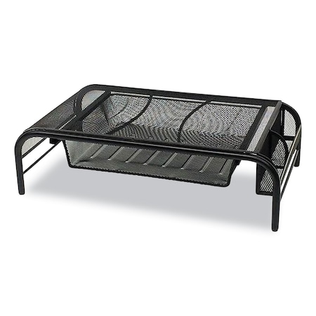 Mind Reader Raise Metal Mesh Monitor Stand with Drawer, 20in x 11.5in x 5.6in, Black, Supports 25 lbs MESHMONSTA-BLK