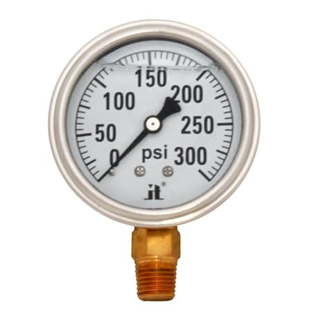 Zenport Glycerin Liquid Filled Pressure Gauge, 300 PSI, 3PK LPG300