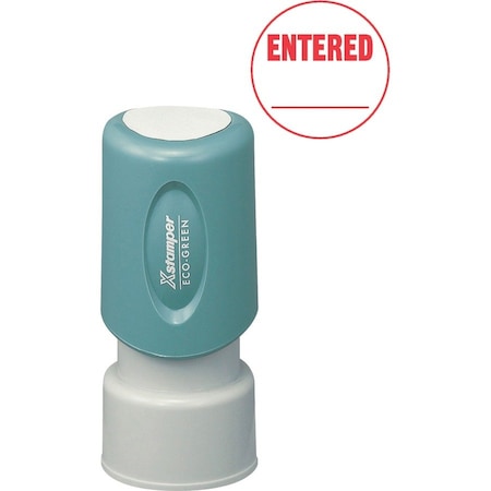 Shachihata Xstamper Pre-Inked Message Stamp, ENTERED, 5/8" Diameter, Red 11418