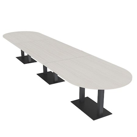Skutchi Designs Racetrack Conference Table With Power Unit, 48 in W, 192 in L, Ivory HAR-RAC-48X192-DOU.BK-K458-NA