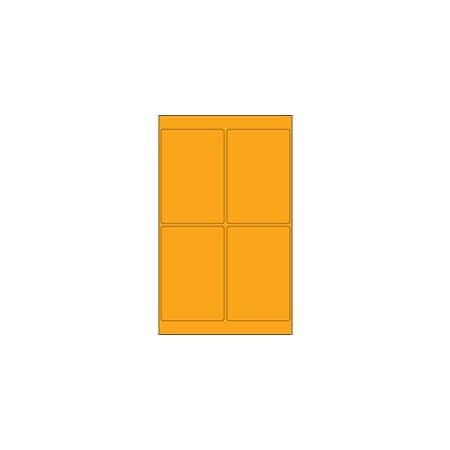 Bubblefast 4 x 6'' Fluorescent Orange Rectangle Laser Labels-4 Labels per Sheet BFLL186OR