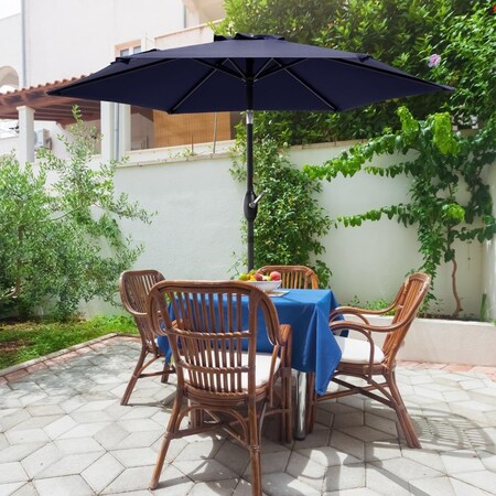 Cama 7.5 ft. Patio Market Crank and Tilt Umbrellas, Table Umbrellas, UV-Resistant Canopy in Navy Blue CA3741374