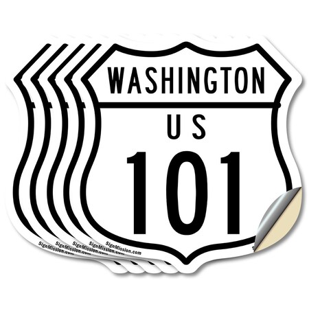 Signmission Washington Route Marker Shield Sign Us 1, 6 inch X 6 inch, Vinyl Decal, 5PK SHI-D-5PACK-6-475