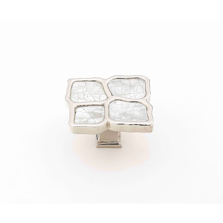 Schaub 1-1/2in x 1-1/4in Mother of Pearl Cabinet Knob Polished Nickel Finish 664-MOP-PN