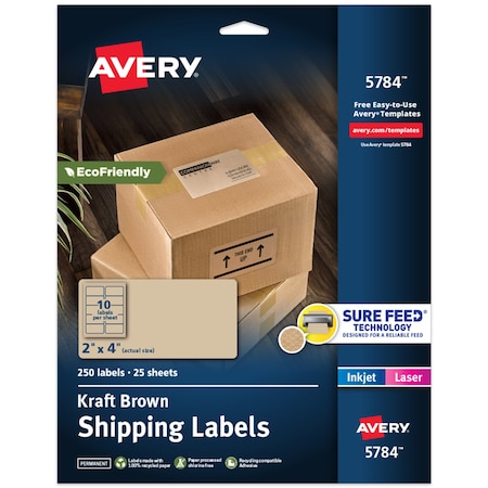 Avery Shipping Labels, Permanent Adhesi, PK250 5784