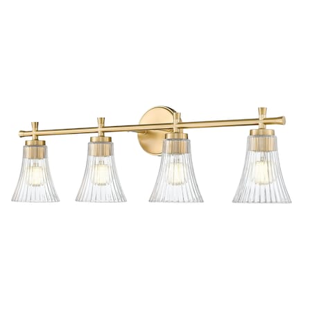 Z-Lite Belle 4-Light Vanity, 32 in W, Modern Gold 7519-4V-MGLD