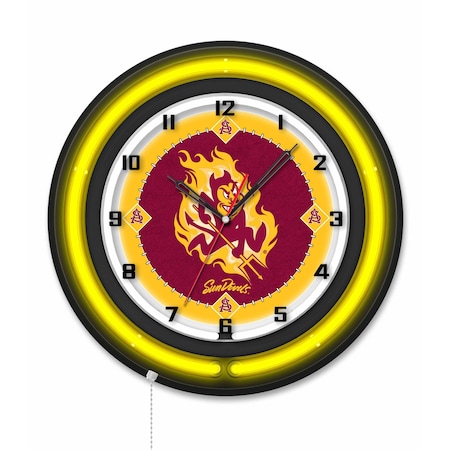 Holland Bar Stool Arizona State University Sparky 19 Double Neon Wall Clock Clk19BK