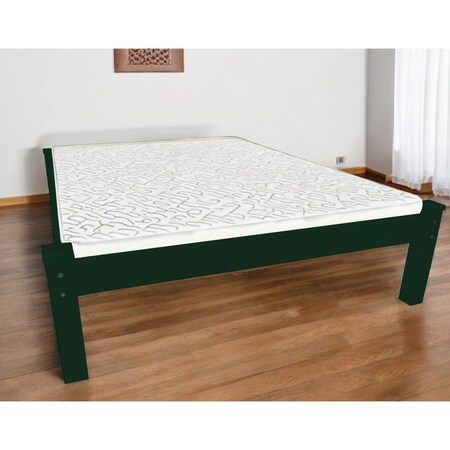 Homeroots Dark Green Solid Wood Twin Bed Frame 546602