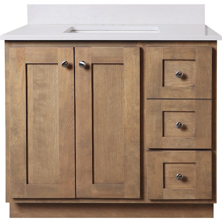 Bertch Storage Solutions 36''x34-1/2'' Hx21''D Driftwood Vanity Base without Top 3 Door/1 Drawer ST-B-DW-VSS36RT