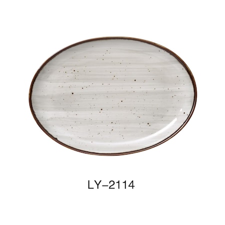 Yanco Lyon 14 x 10 x 1.25 in. Coupe Platter, Reactive Glaze, 12PK LY-2114