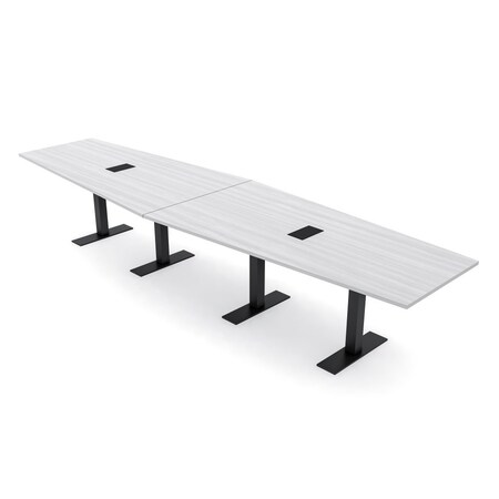 Skutchi Designs 14 Person Conference Table With Power Unit | 14' Hexagon Table | Harmony Series HAR-HEX.IR-48X168-T.BK-WA7976-EBLK